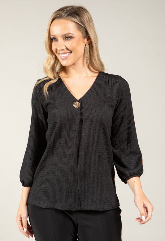 Textured V-Neck Blouse
