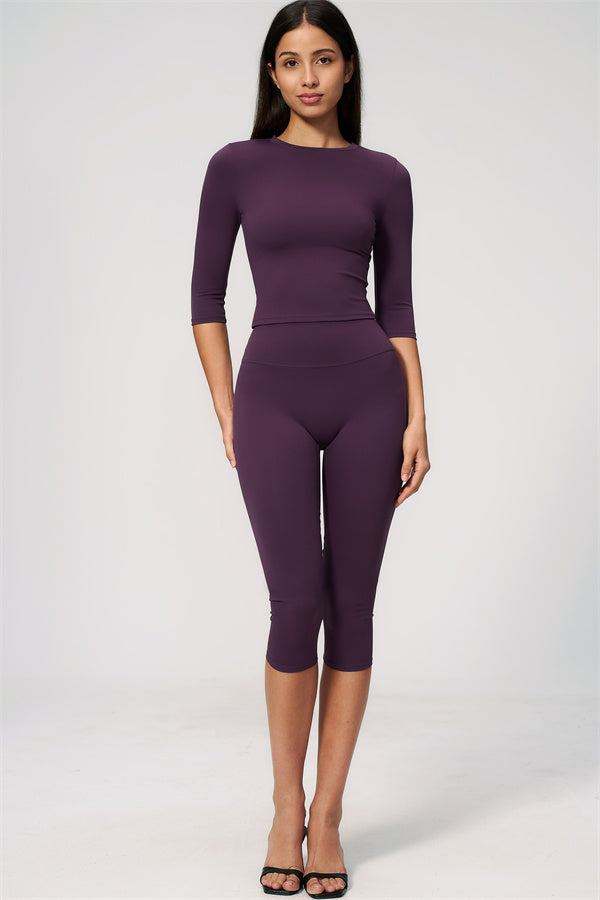 The Natalia Half-Sleeve Top Capri Leggings 2-Piece Set