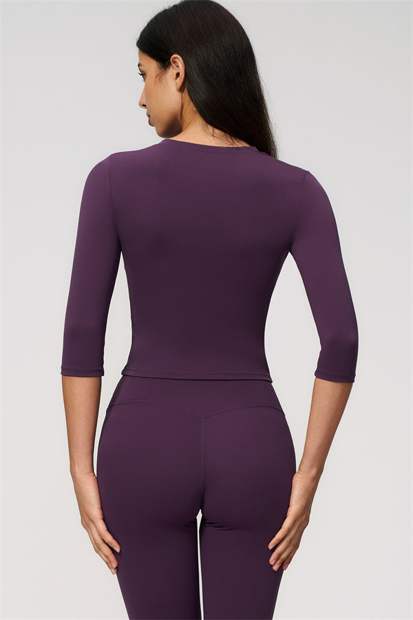 The Natalia Half-Sleeve Top Capri Leggings 2-Piece Set