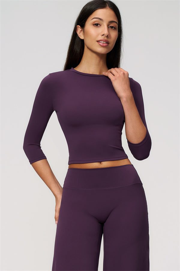 The Natalia Half-Sleeve Top Wide-Leg Crop 2-Piece Set