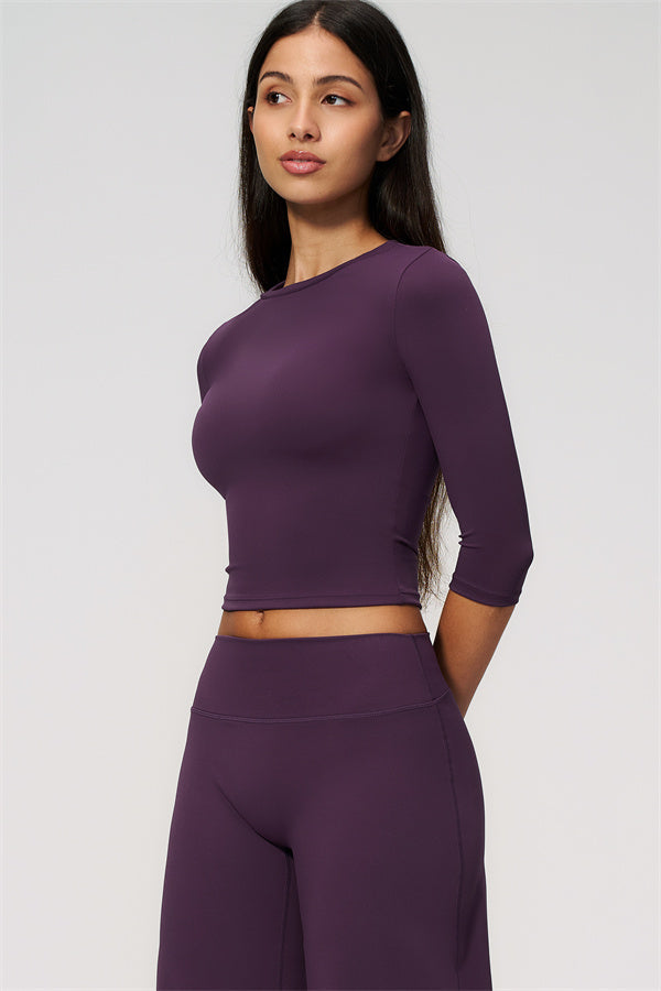The Natalia Half-Sleeve Top Wide-Leg Crop 2-Piece Set
