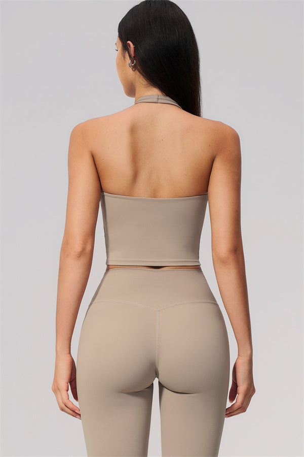 The Twirl Wide Strap Halter Crop Top Capri Leggings 2-Piece Set