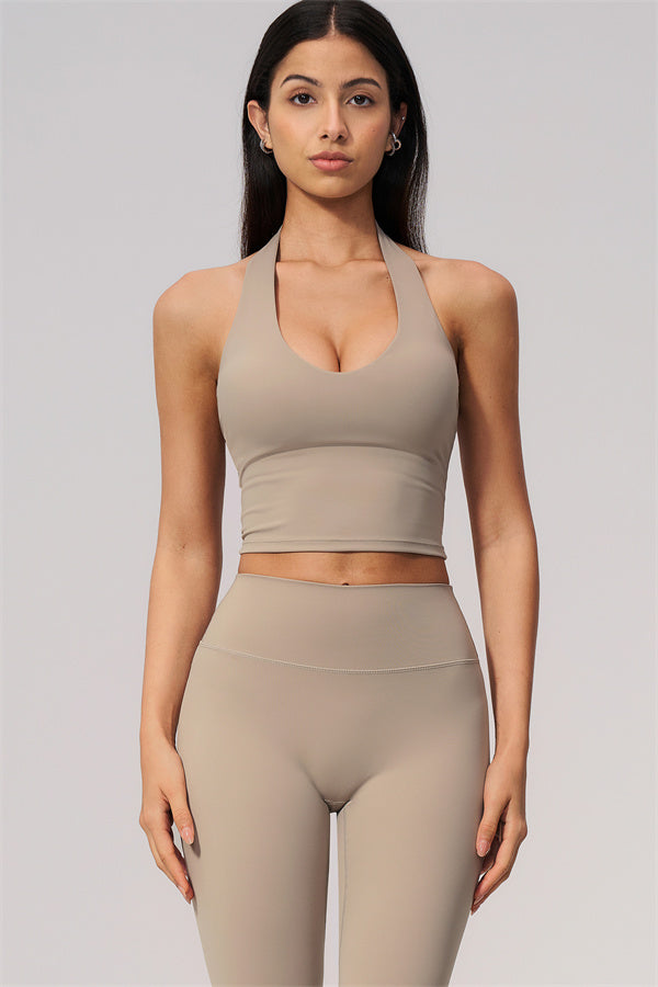 The Twirl Wide Strap Halter Crop Top Capri Leggings 2-Piece Set