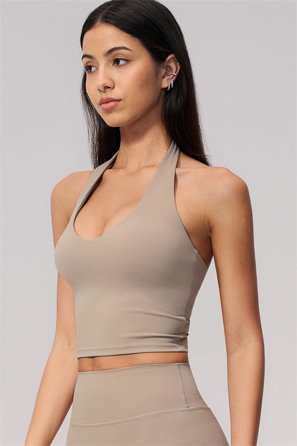 The Twirl Wide Strap Halter Crop Top Straight Leg Pants 2-Piece Set