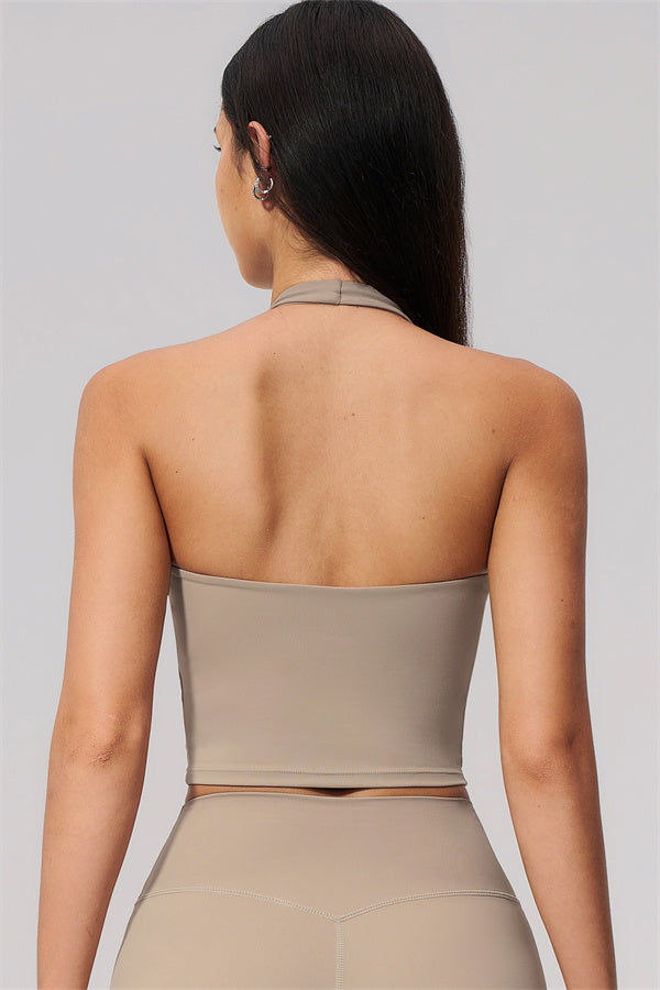 The Twirl Wide Strap Halter Crop Top