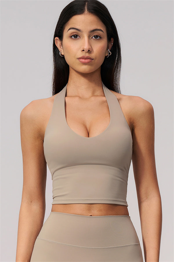 The Twirl Wide Strap Halter Crop Top
