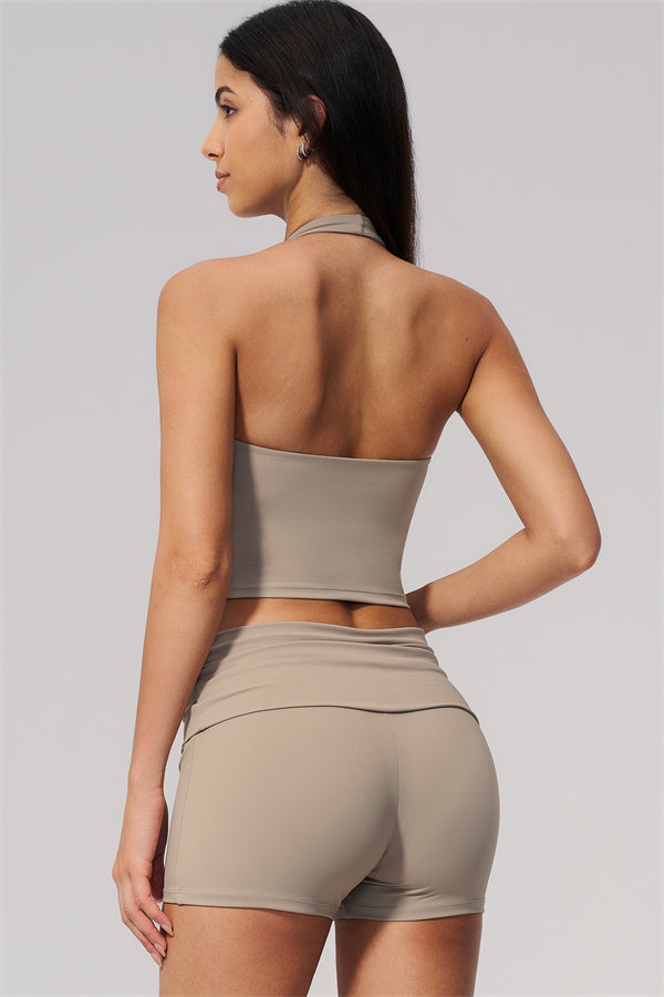 The Twirl Wide Strap Halter Crop Top