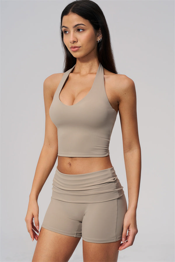 The Twirl Wide Strap Halter Crop Top