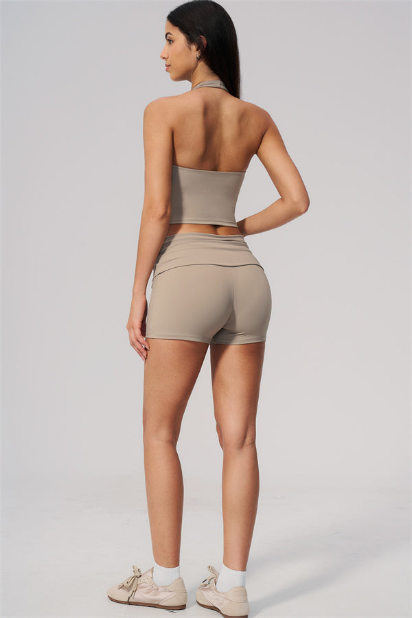 The Twirl Wide Strap Halter Crop Top