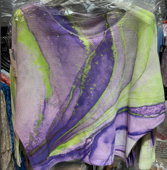 Tie-dye Purple Round Knit Long Sleeves Sweater