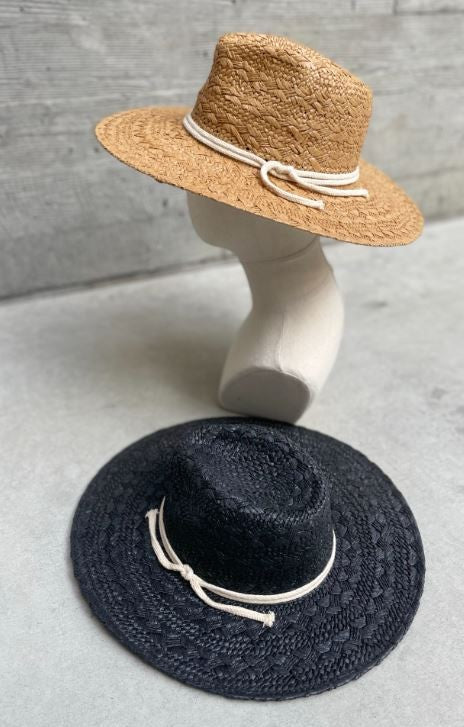 Traditional Weave Straw Hat with Cord String Hat Band