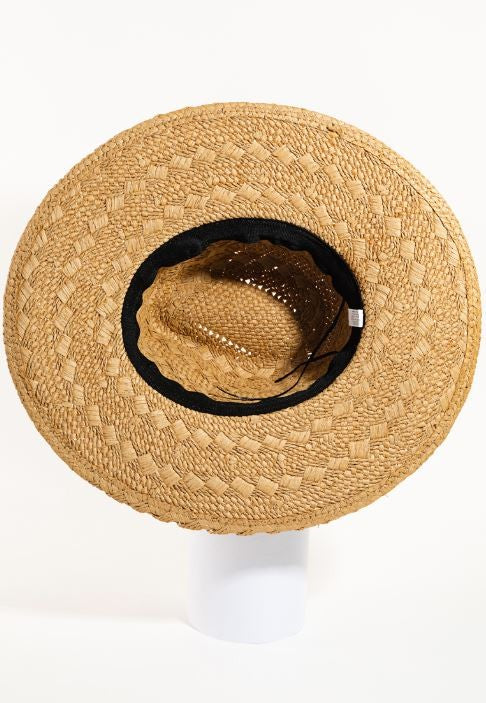 Traditional Weave Straw Hat with Cord String Hat Band