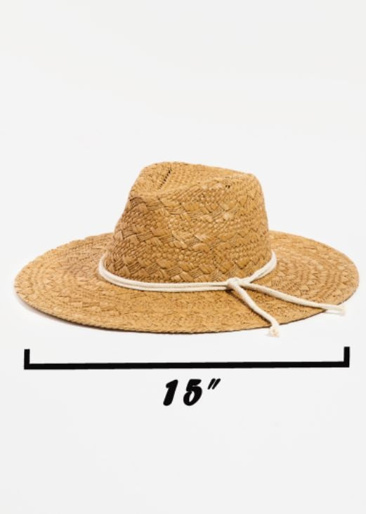 Traditional Weave Straw Hat with Cord String Hat Band