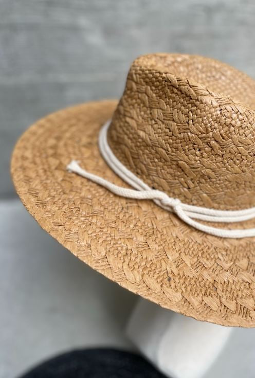 Traditional Weave Straw Hat with Cord String Hat Band