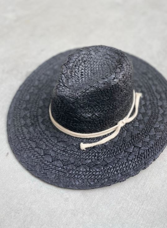 Traditional Weave Straw Hat with Cord String Hat Band