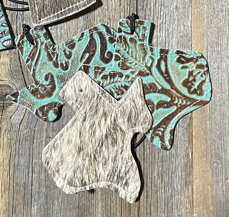 Turquoise Tooled Leather Car Freshner