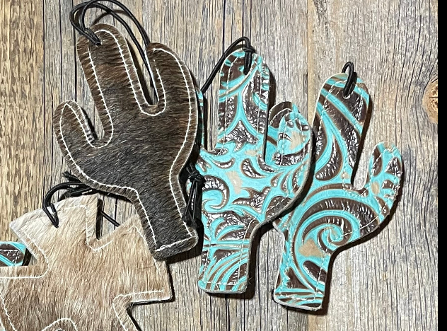 Turquoise Tooled Leather Car Freshner