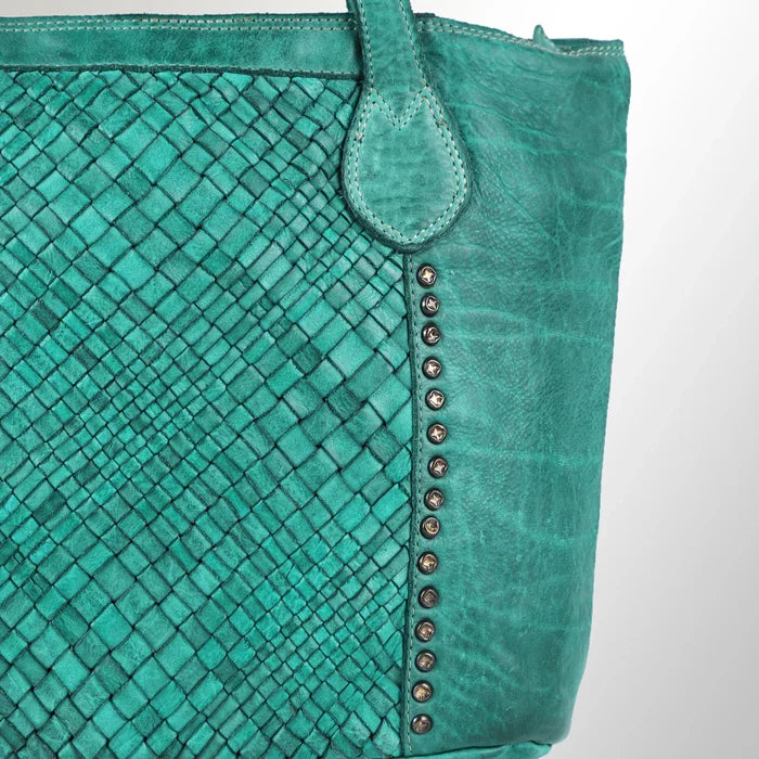 Turquoise Vintage Handmade Leather Tote