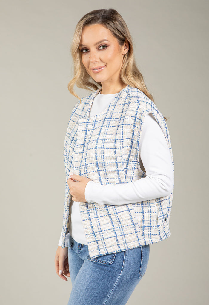 Tweed Open Front Vest