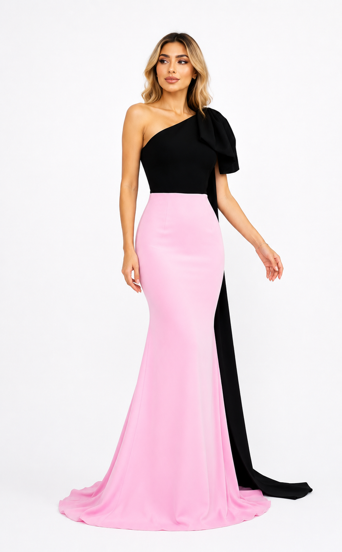 Two-Tone One-Shoulder Mermaid Dress – Roselle