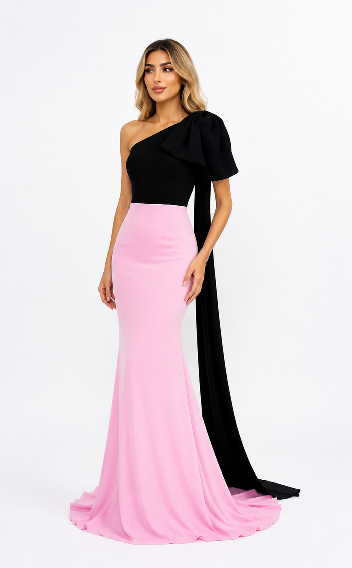 Two-Tone One-Shoulder Mermaid Dress – Roselle