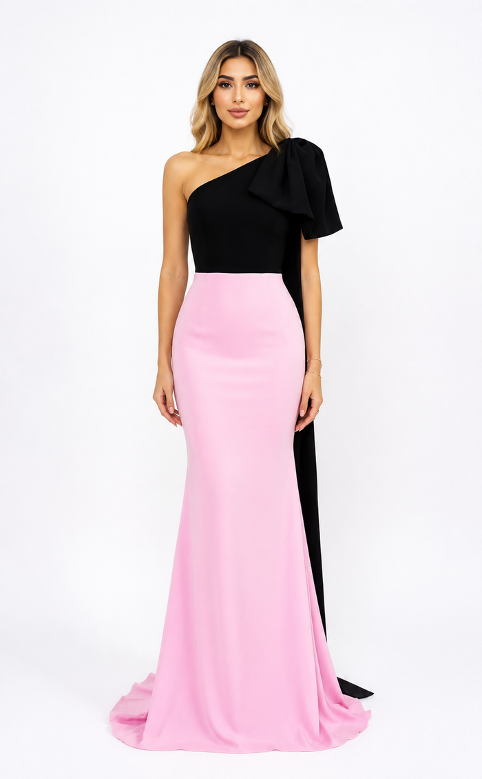 Two-Tone One-Shoulder Mermaid Dress – Roselle