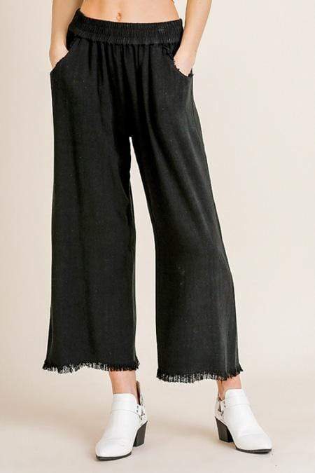Umgee Wide Leg Cropped Pant