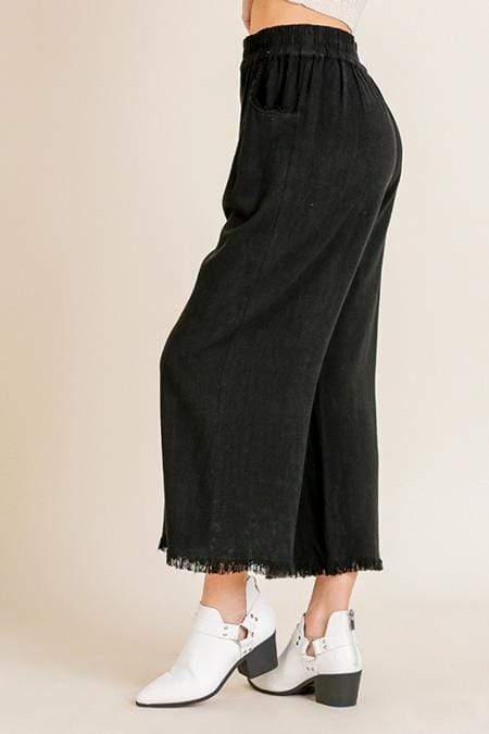 Umgee Wide Leg Cropped Pant