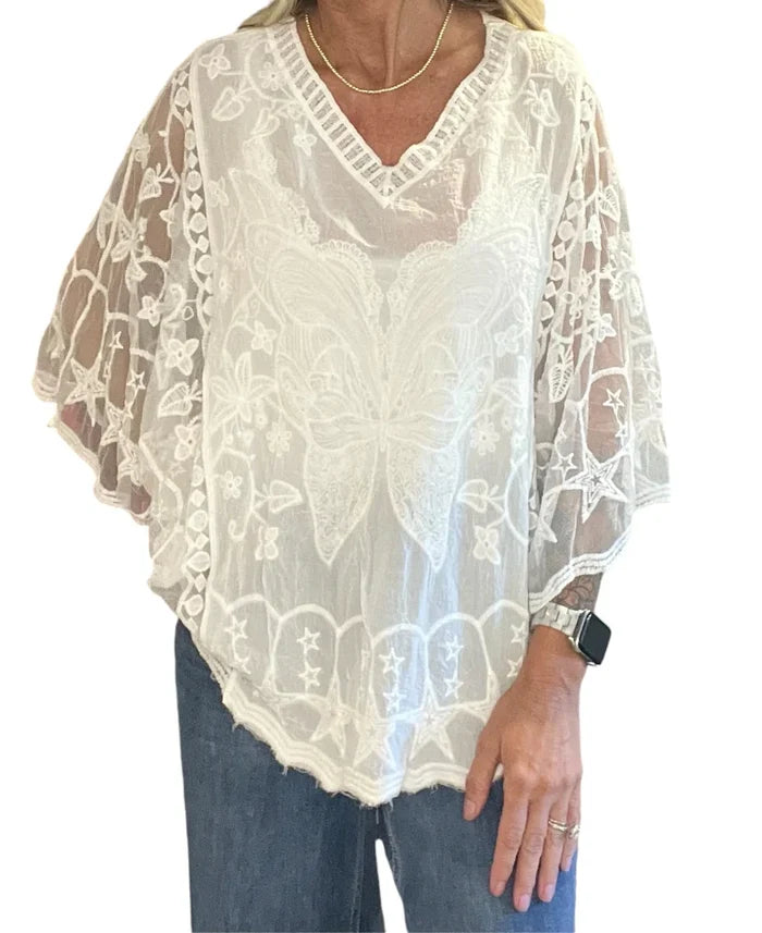 V-Neck Lace Blouse