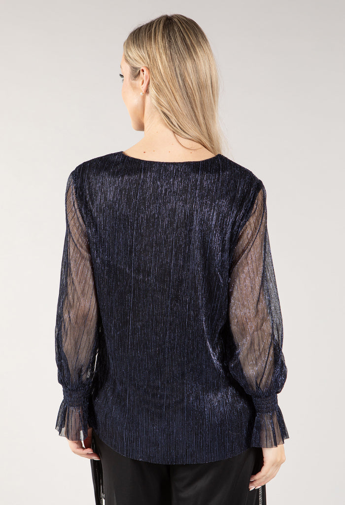 V Neckline Plisse Top
