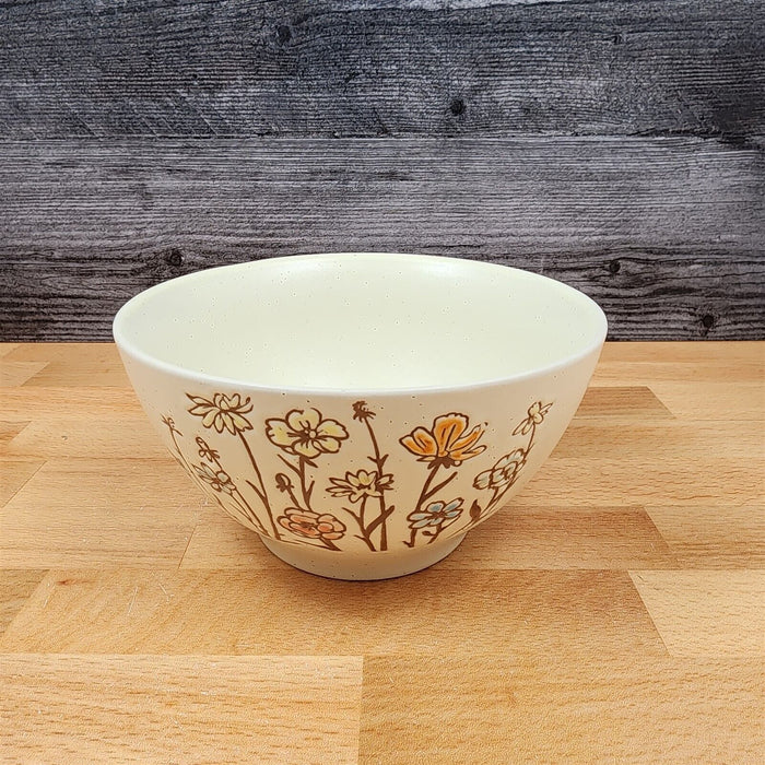 Valley Floral Embossed Serving Bowl Decorative Ceramic by Blue Sky 7 in (17 cm)
