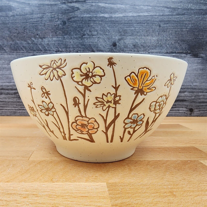 Valley Floral Embossed Serving Bowl Decorative Ceramic by Blue Sky 7 in (17 cm)