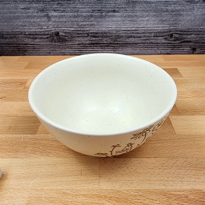 Valley Floral Embossed Serving Bowl Decorative Ceramic by Blue Sky 7 in (17 cm)