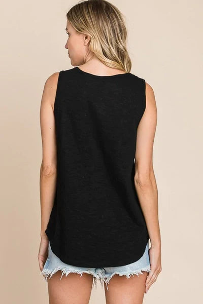 Vanilla Bay Black Button Down Tank
