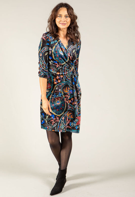 Velvet Touch Paisley Wrap Dress
