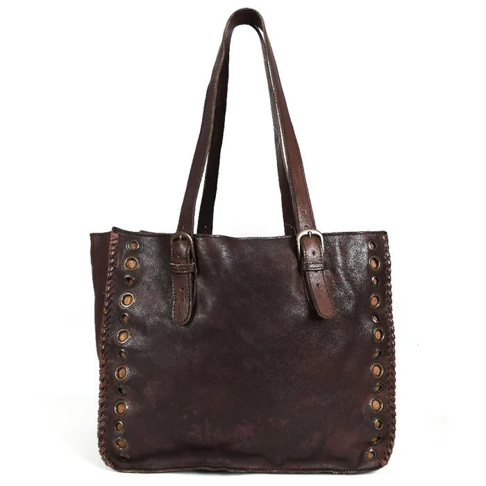 Vintage Handmade Spaghetti Leather Tote