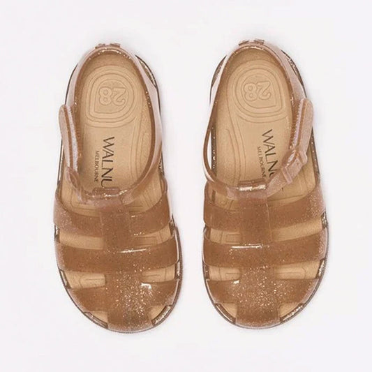 Walnut Frankie Sandals - Rose Gold