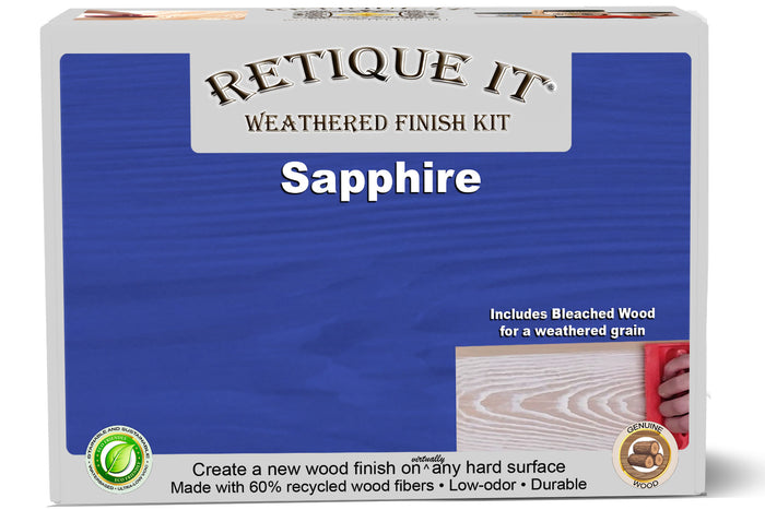 Retique It Weathered Finish Kit in Sapphire, wood finishing set with textured, weathered look for furniture and decor projects.