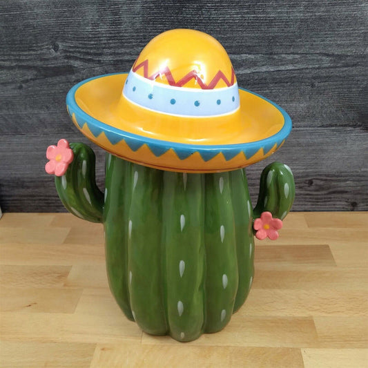 Western Cactus Cookie Candy Treat Jar by Blue Sky Clayworks Ceramic