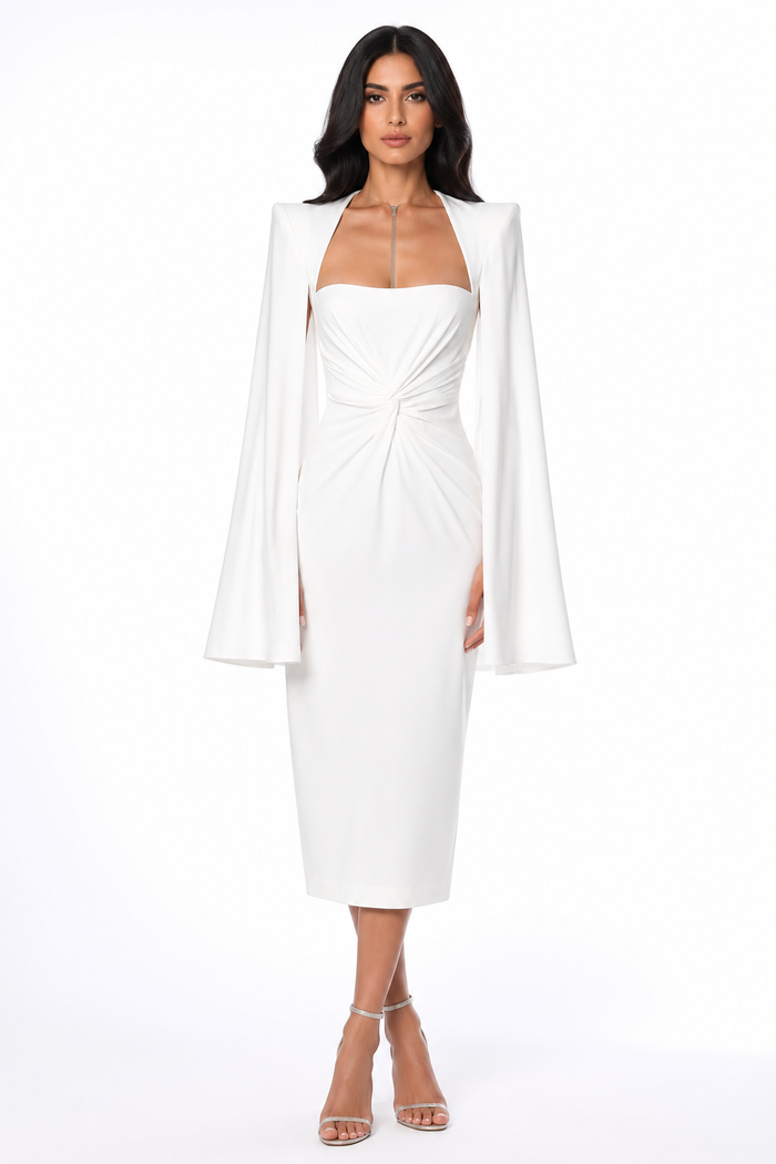 White Cape Midi Dress – Seraphine