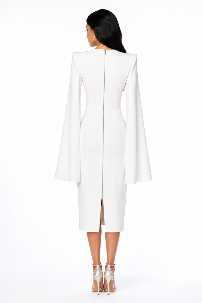 White Cape Midi Dress – Seraphine