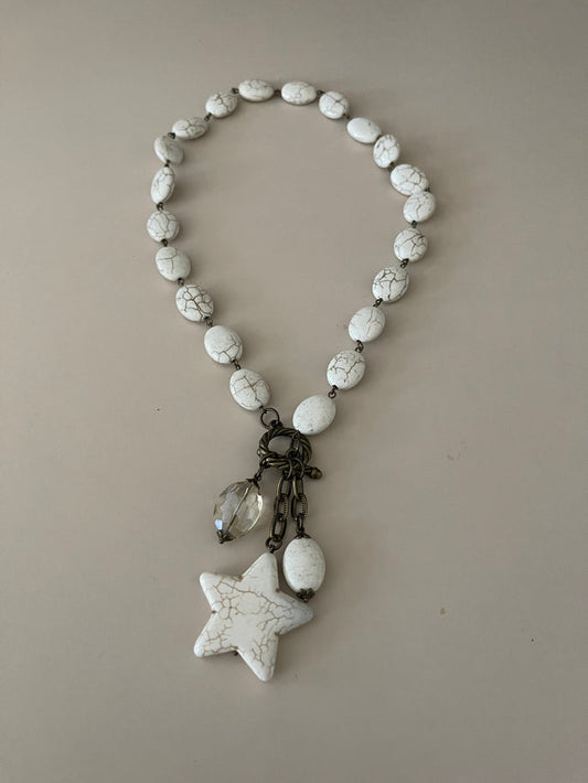 WHITE MARBLED STAR NECKLACE