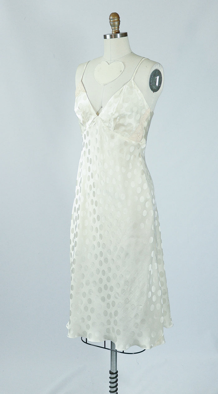 White Silk Bias Cut Full Slip