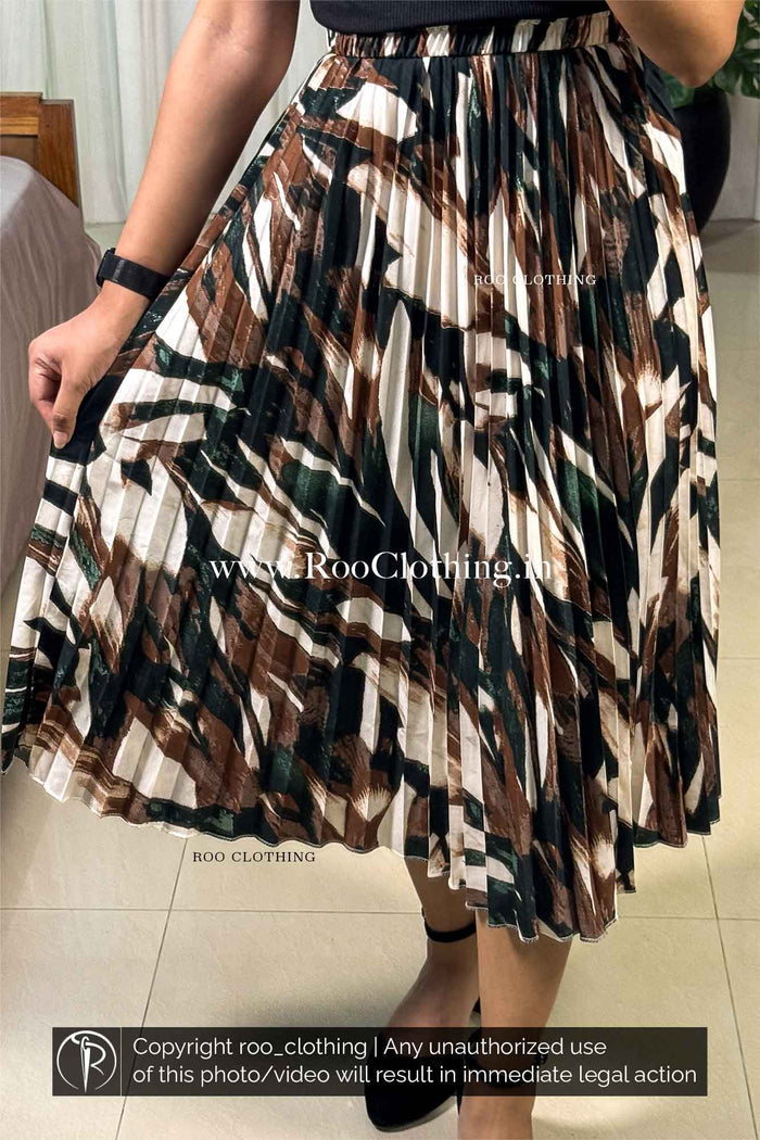 Wild Earth Accordion Pleated Midi Skirt