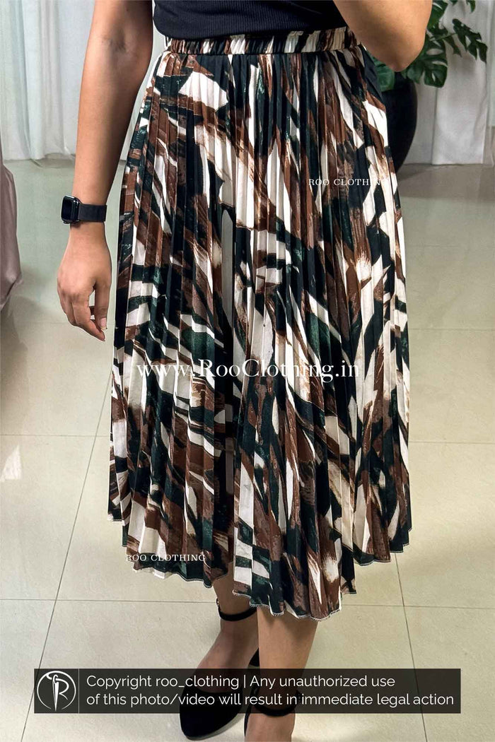 Wild Earth Accordion Pleated Midi Skirt