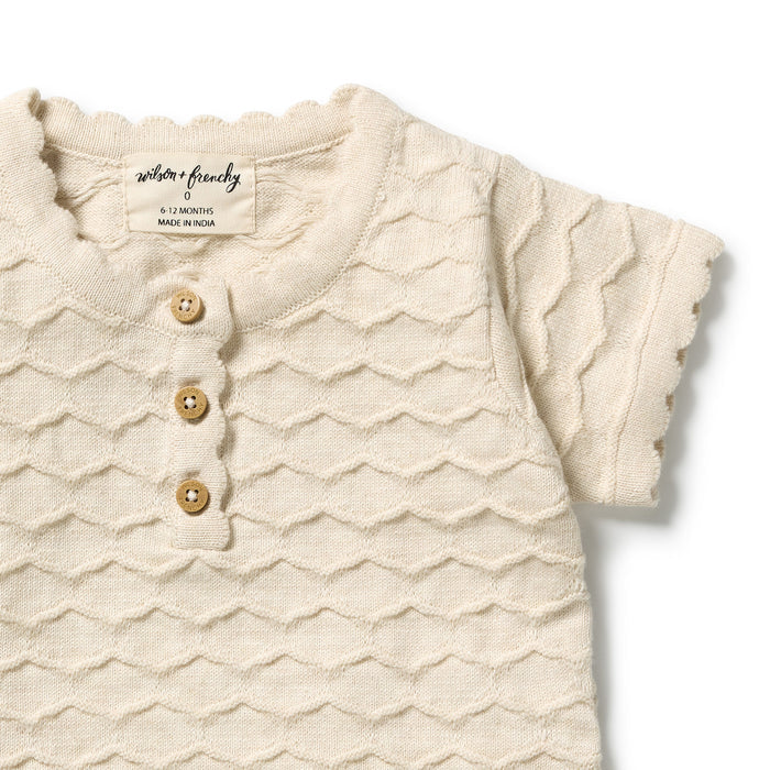 Wilson & Frenchy Knitted Chevron Bodysuit - Milk Cloud