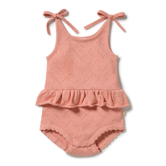 Wilson & Frenchy Knitted Pointelle Playsuit - Petal Pink