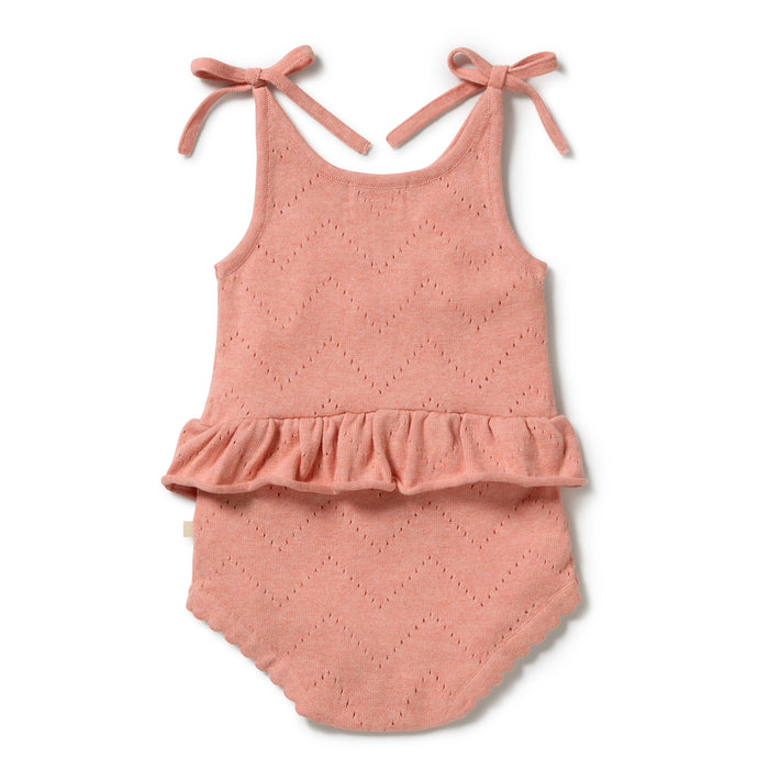 Wilson & Frenchy Knitted Pointelle Playsuit - Petal Pink