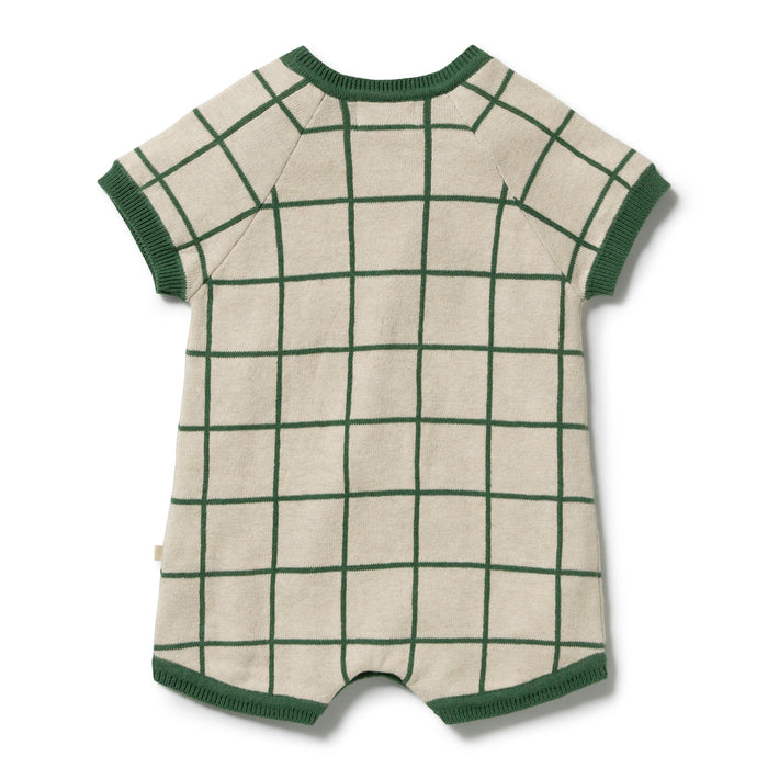 Wilson & Frenchy Organic Knit Check Growsuit - Lagoon