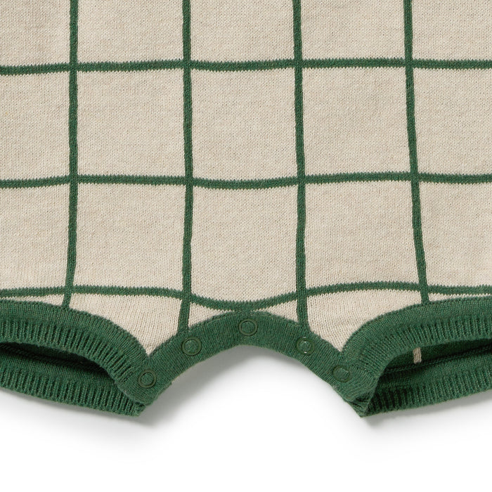 Wilson & Frenchy Organic Knit Check Growsuit - Lagoon